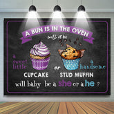 Lofaris A Bun Is In The Oven Purple Blue Baby Shower Backdrop